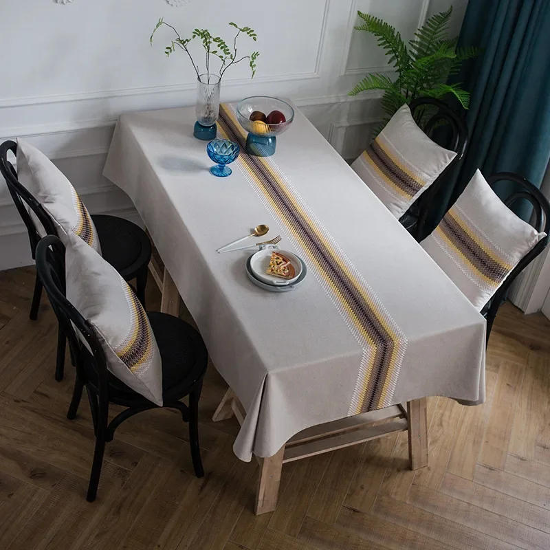Description Picture 5 of itemNew Nordic Simple Linen Tablecloth Home Party Wedding Antifouling Table Mat Rectangular Dining Table Decoration Tablecloth