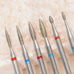 Fine Diamond Nail Drill Bits Flame Shape Russian Mills Cuticle Clean Burr Electric Manicure Drills Nails Accessories