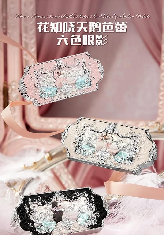Description Picture 2 of itemFlower Knows Swan Ballet Series 6 Color Eyeshadow Palette Glitter Matte  Long Lasting Eye Shadow
