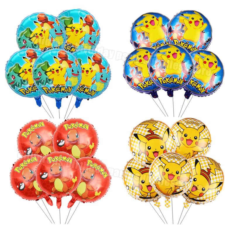Description Picture 2 of item5Pcs Pokemon 18inch Foil Ballon Children Birthday Party Decoration Anime Animal Round Inflate Helium Globos DIY Party Supplies