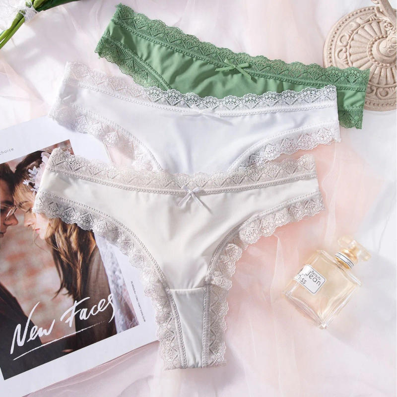 Description Picture 6 of item5pcs Solid Color Sexy Seamless V-String Ice Silk Brief Plain Weave Swimming Fabric Triangle Crotch Breathable Comfortable Pantie