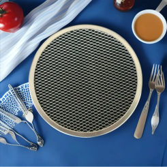 16 Inch Round Pizza Screen Pizza Net Aluminum Seamless Rim Thickened Edge Wrapped Pizza Barbecue Net Baking Tool