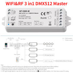 DC12-36V WiFi & RF 3 in 1 RGB/RGBW/RGB+CCT DMX512 Master Controller WT-DMX-M Tuya APP Voice Control for DMX512 Led Strip Lights