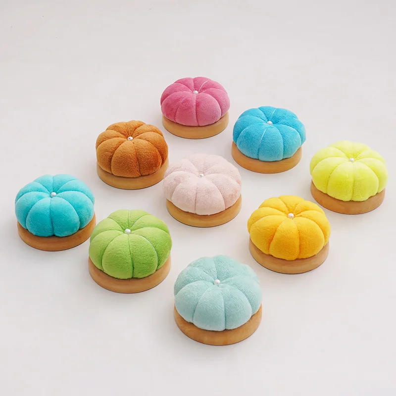 Description Picture 5 of item1Pc Wooden Solid Color Pumpkin Shape Pincushions Needle Cushion DIY Crafts Sewing Accessoried Pin Cushion Holder