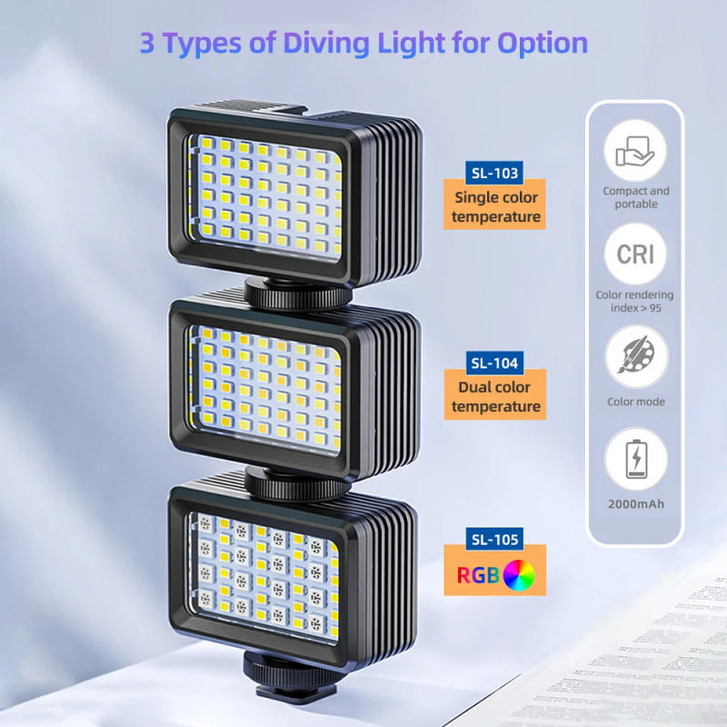 Description Picture 6 of itemWaterproof Fill Light Mini LED Diving Light 5600K±200K Underwater 40M Built-in Battery for Underwater Photograph Video Recording