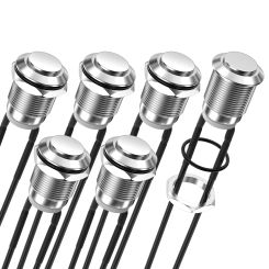 DaierTek 6PCS 12mm Momentary Push Button Switch 12V Metal Waterproof Pushbutton Switch Silver Normally Open (ON) Off 2 Pin SPST