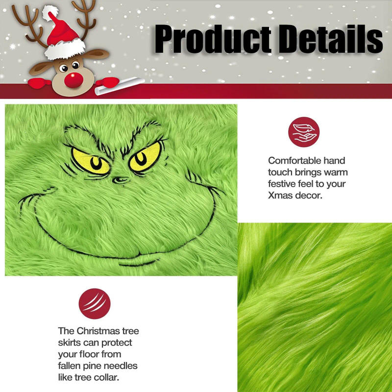Description Picture 6 of itemGrinchs Christmas Tree Skirt Decoration, Holiday Decoration Supplies 2024 Gift Suministros Para Fiestas