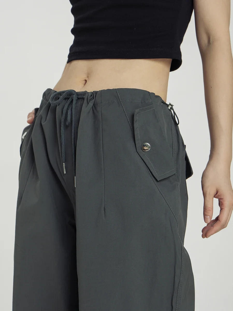 Description Picture 4 of itemAmerican Style Retro Drawstring Pleated Paratrooper Pants Overalls Men's and Women's Loose Straight Casual Pants Trendy Trousers