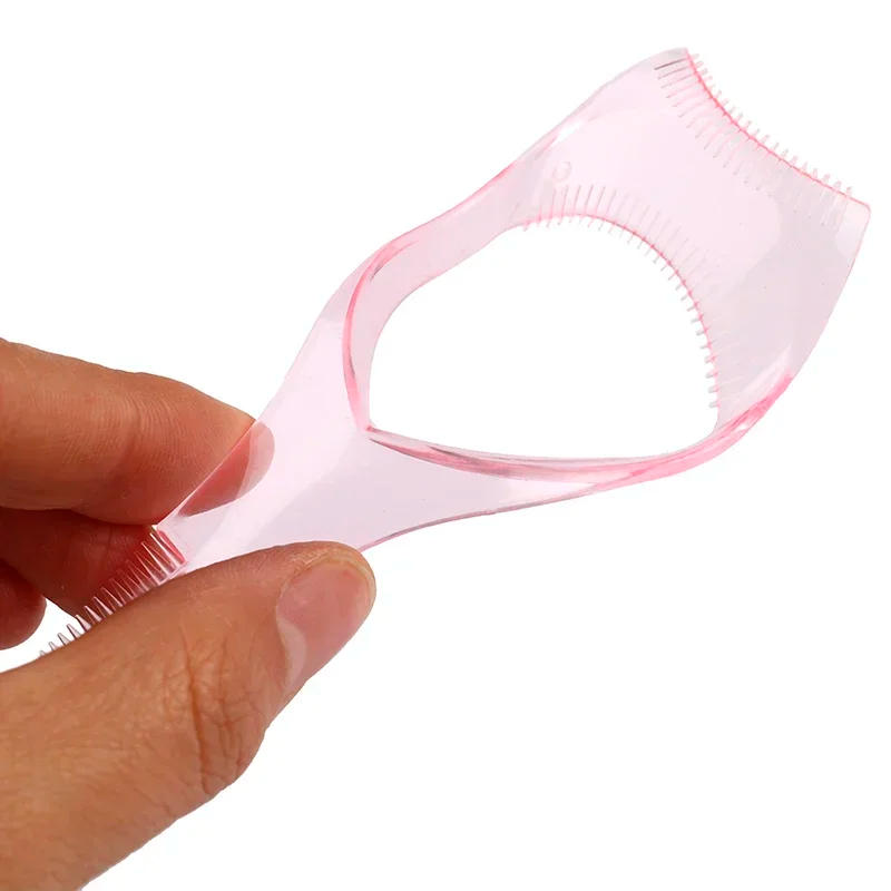Description Picture 5 of item3 In 1 Makeup Mascara Shield Guard Eye Lash Mascara Applicator Comb Eyelash Curling Makeup Brush Curler Eye Makeup Stencils Pink