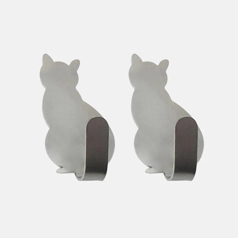 Description Picture 4 of item2pcs Cat Pattern Self Adhesive Hooks Storage Holder for Bathroom Kitchen Hanger Stick on Wall Hanging Door Clothes Towel Racks
