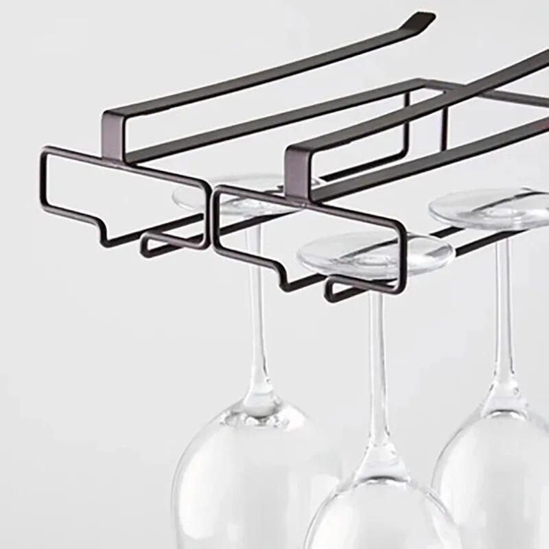 Description Picture 2 of itemNo Drilling Metal Wine Glass Holder - Stemware Rack for Under Cabinet Storage Kitchen Organization Kitchen/Bar Storage Supplies