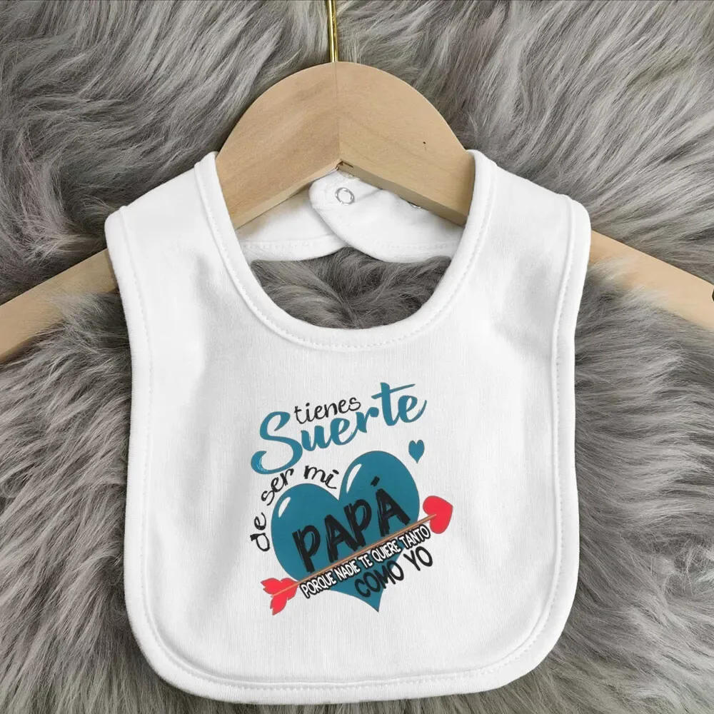 Description Picture 5 of itemFunny Spanish Printed Baby Outfit Bibs Boys Girls Cotton Bib Newborn Heart Print Saliva Towel  Infant Outfits Bib Best Gifts