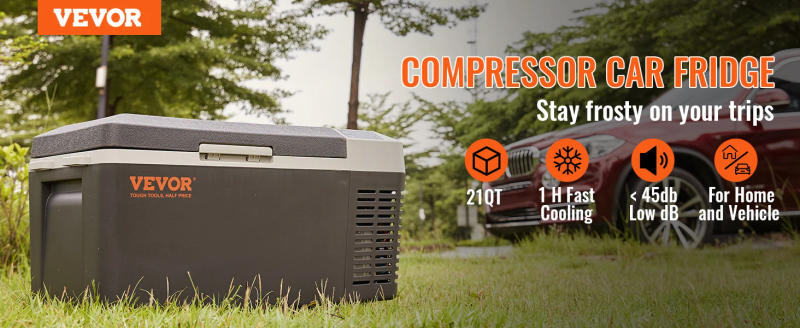 Description Picture 3 of itemVEVOR Mini Fridge Car Refrigerator Freezer Compressor Ice Box 20L Portable 21Qt Single Zone Cooler for Car Home Outdoor Trval