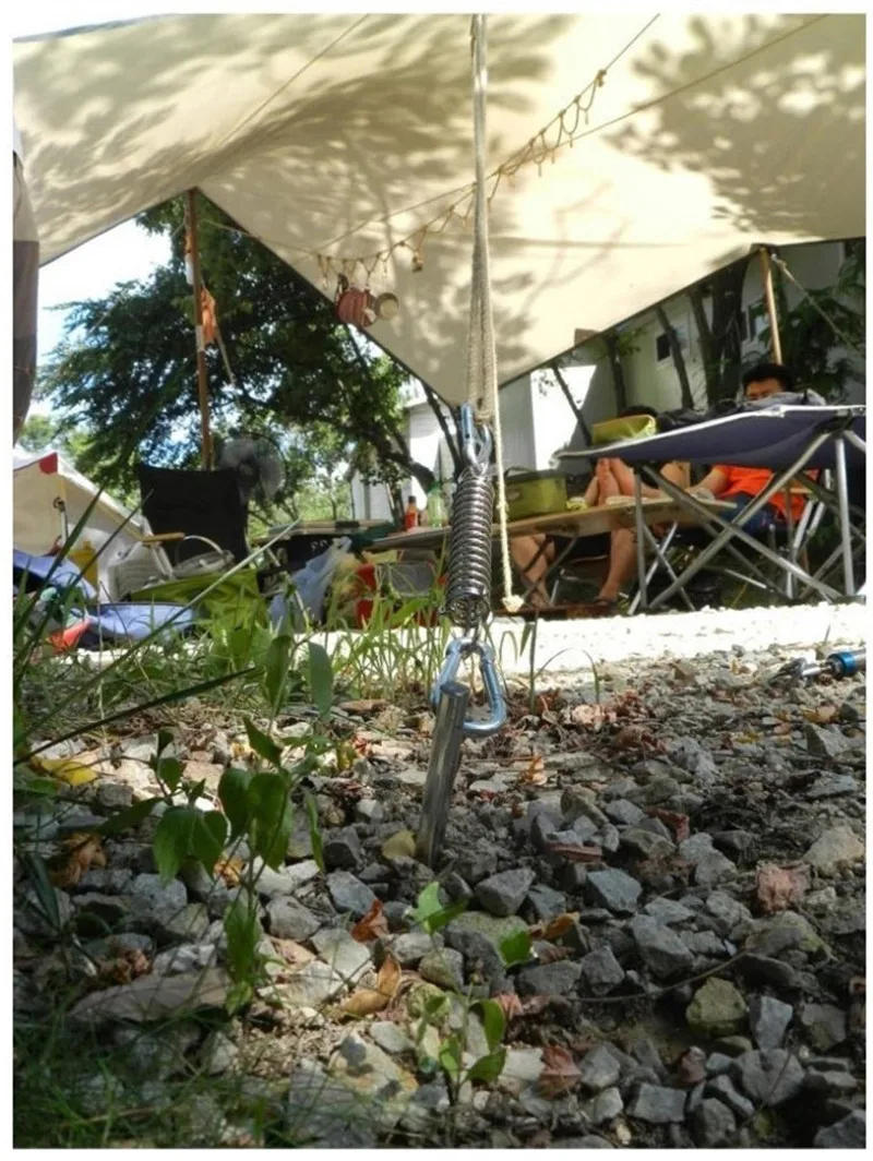 Description Picture 2 of item1~8PCS Steel Tent Wind Rope Spring Buckle Tent Tensioner Camping Deck Pegs with Carabiner Clips Awning Tightener Fixed Hook