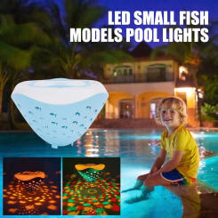 Floating Pool Lights 4 Colors 5 Modes Colorful Underwater Lights Fish Pattern Fountain Projector Light for Disco Pool Party