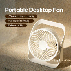 Newest Multifunctional Desktop Fan USB Portable Mini Wall Fan Home 2000mAh Air cooler Low-Noise with Hook for Home Outdoor