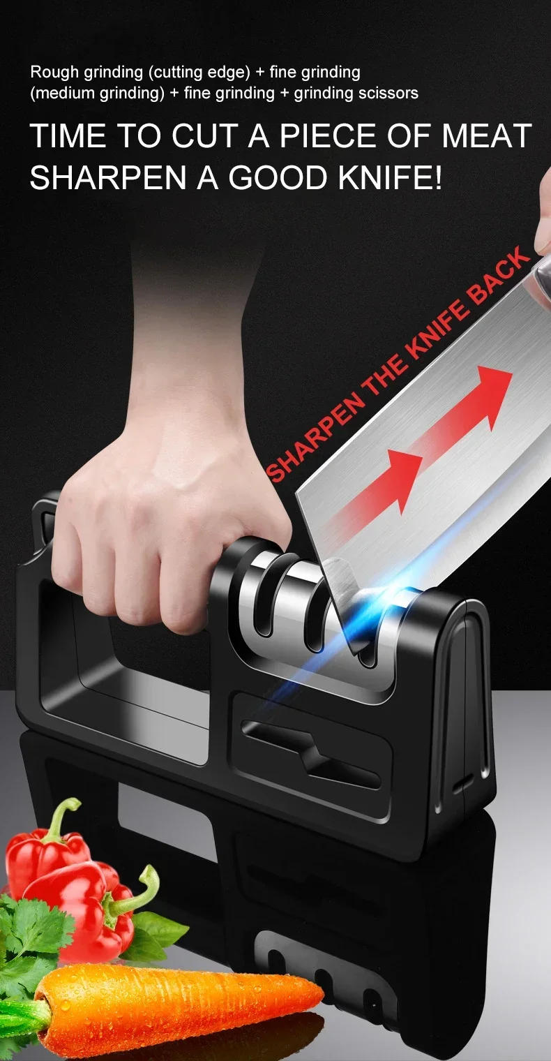 Description Picture 5 of itemTungsten Carbide 3 Stages Handheld Japanese Manual Professional Diamond Knives Kitchen scissors Sharpener System for Knives