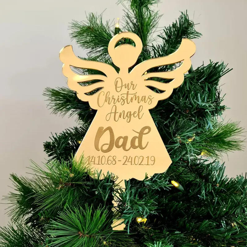 Description Picture 4 of itemMemorial Angel Personalised Christmas Topper Christmas Decoration Ornament Remembrance Christmas Tree Bauble