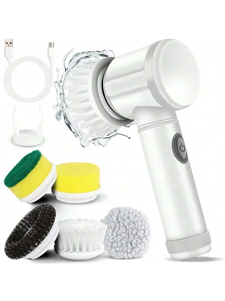 Description Picture 2 of itemElectric Spin Scrubber, Bathroom Cordless Cleaning Brush Power Scrubber with 5 Replaceable Brush Heads, Electric Cleaning Brush