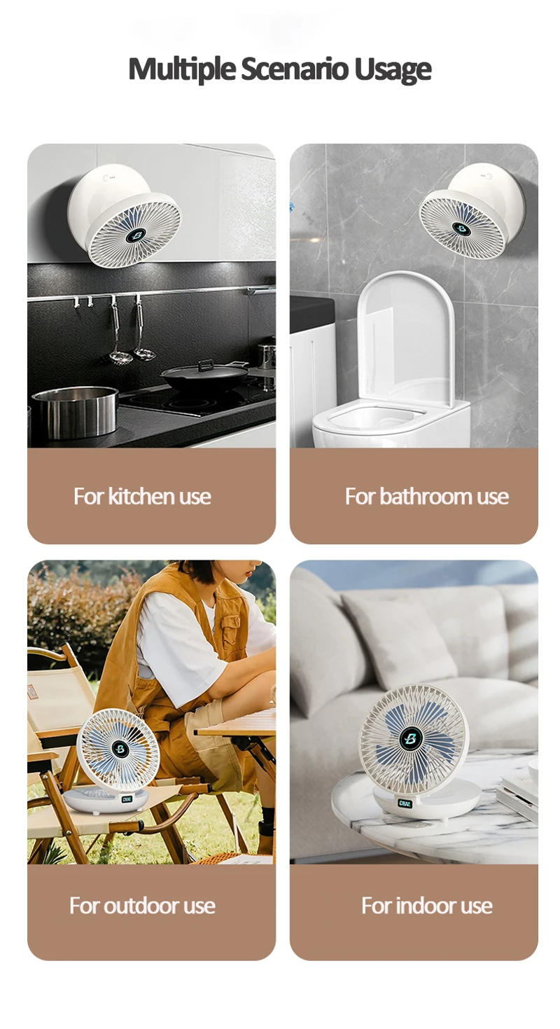 Description Picture 6 of item2024 Top Selling 2IN1 Folding Desktop Fan Portable Air Conditioner Wall Mounted Fan Rechargeable With 3 Gears for Home Office