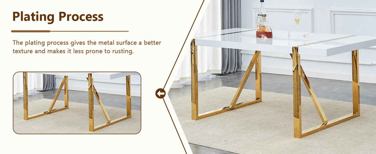 Description Picture 5 of item5 Piece Dining Table Set for Dining Room, with Metal Frame&Padded Seat, Kitchen Table and Chairs Set