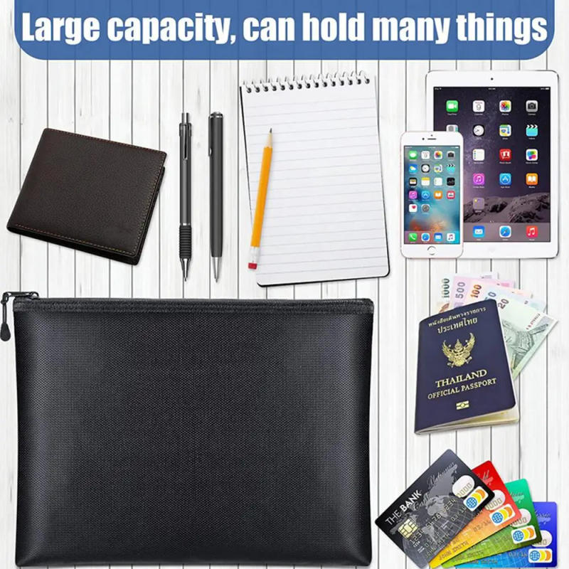 Description Picture 4 of itemFireproof Document Bag Waterproof Money Bags Fire Safe Storage Pouch with Zipper Cash File Envelope Holder for Home Office