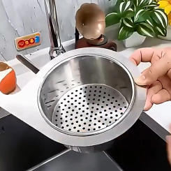 Stainless Steel Corner Sink Strainer Basket Multifunctional Kitchen Sink Food Drain Basket Rack Kitchen Triangular Storage Rack