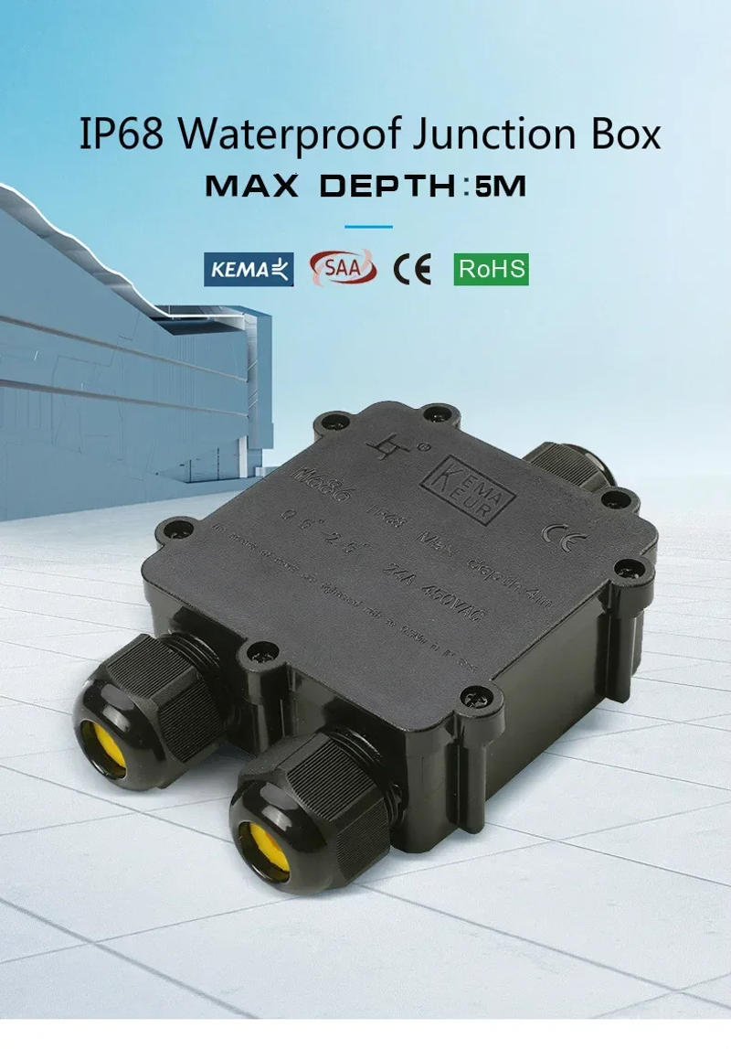 Description Picture 3 of itemIP68 Waterproof 3 Way Junction Box Y Type 3pin 4-14mm Electrical Cable Wire Connectors 24A 450V External Electrical Terminals