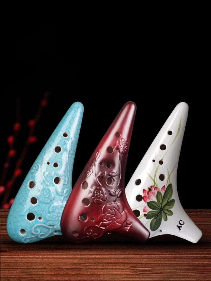 Description Picture 2 of itemFENGYA Ceramic Ocarina 12 Hole Alto C Key Music Flute Professional Smoked Ocarinas Xun Beginner Traditional Orff Instrument Gift