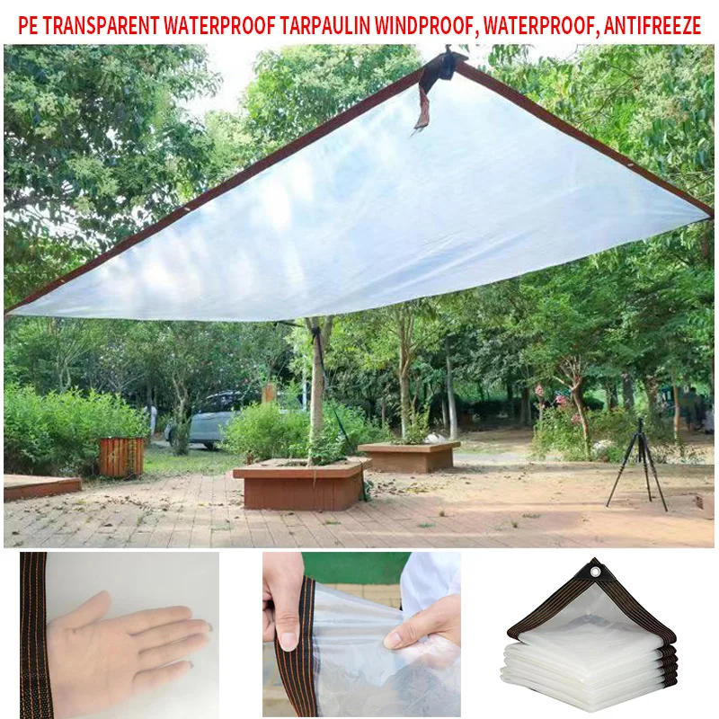 Description Picture 5 of itemTransparent Outdoor Tarpaulin 0.16mm PE Rainproof Garden Plant Cover Gazebo Pergola Canopy Dog Pet Window Windproof Awning