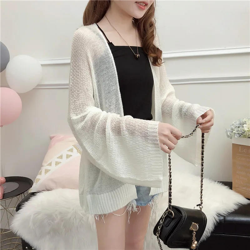 Description Picture 5 of itemSheer Crochet Knit Cardigan for Women Cover Up Long Sleeve Open Front Sweater Casual Knitwear Beach Outfit