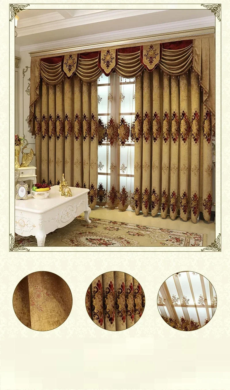 Description Picture 2 of itemCurtains for Living Room New Embroidery Valance European Style Villa Blinds Drapes Window Door Curtains for Dining Room Bedroom
