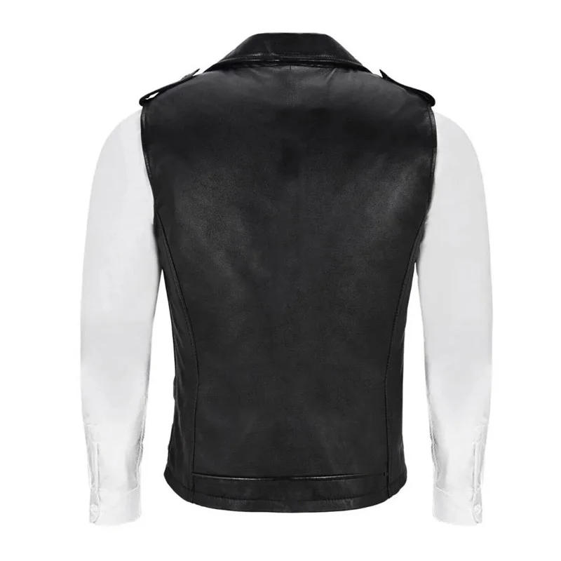 Description Picture 4 of itemMen's leather jacket leather vest men's motorcycle jacket PU