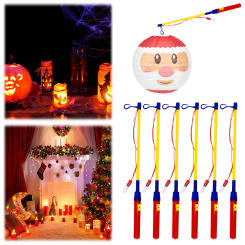 6Pcs LED Lantern Sticks Chinese Lantern Hanging Stick Battery Operated Handheld Lantern Holder for Halloween Christmas