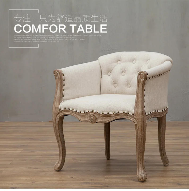 Description Picture 2 of itemJoylove Leisure Sofa Chair Solid Wood Antique Study Chair European Hotel Dining Chair American Desk Single Balcony Chair