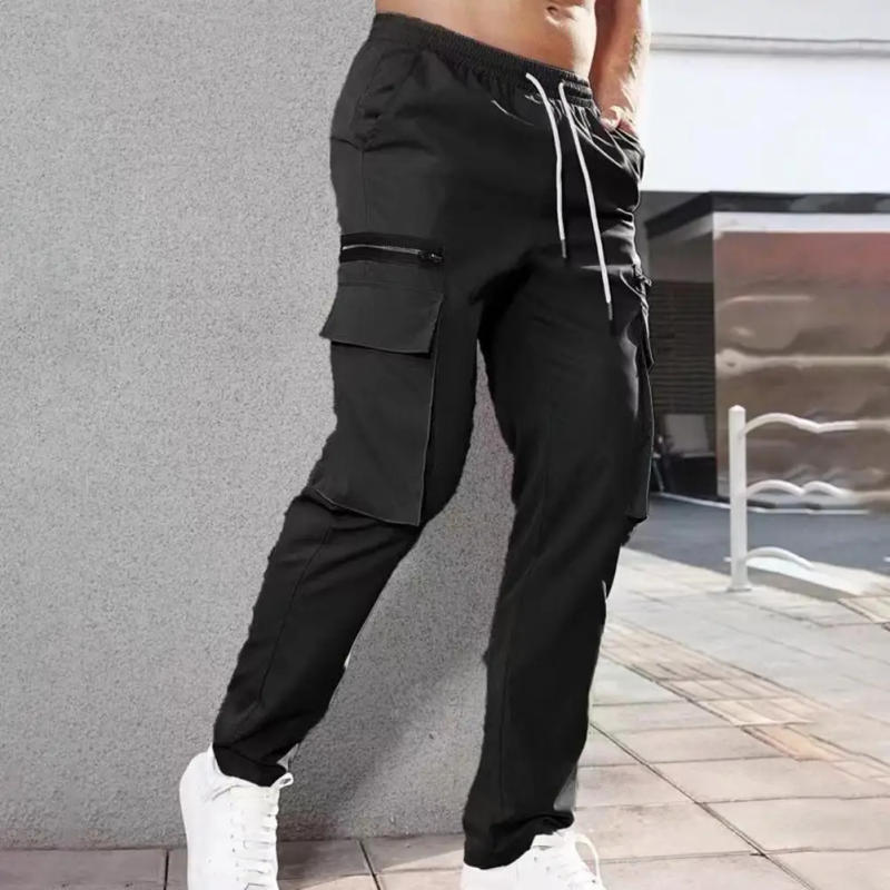 Description Picture 6 of itemMen Casual Trousers Men Elastic Waist Pants Men's Drawstring Cargo Pants with Elastic Waist Multi Pockets Solid for Comfort