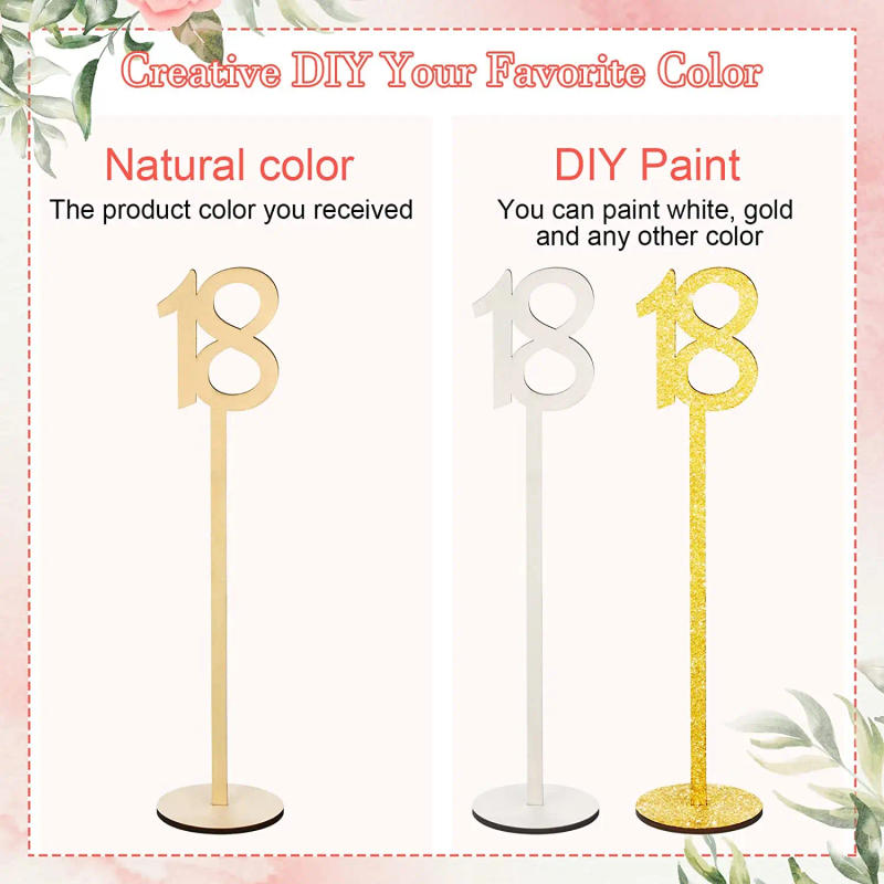 Description Picture 4 of item20Pc Wooden Table Numbers 1 To 20 Wood Wedding Table Number Signs with Holder Base Birthday Party Home Decoration Event Catering