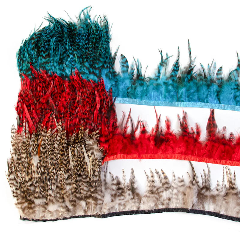 Description Picture 5 of item1Meter Colored Chicken Feathers Trim 4-6inch Natural Pheasant Rooster Plumes Fringe Ribbon Craft DIY Sewing Clothing Dress Decor