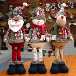 Christmas Snowman Telescopic Doll New Knitted Elk Doll Window Scene Christmas Decoration Merry Christma Gift Plush Ornaments