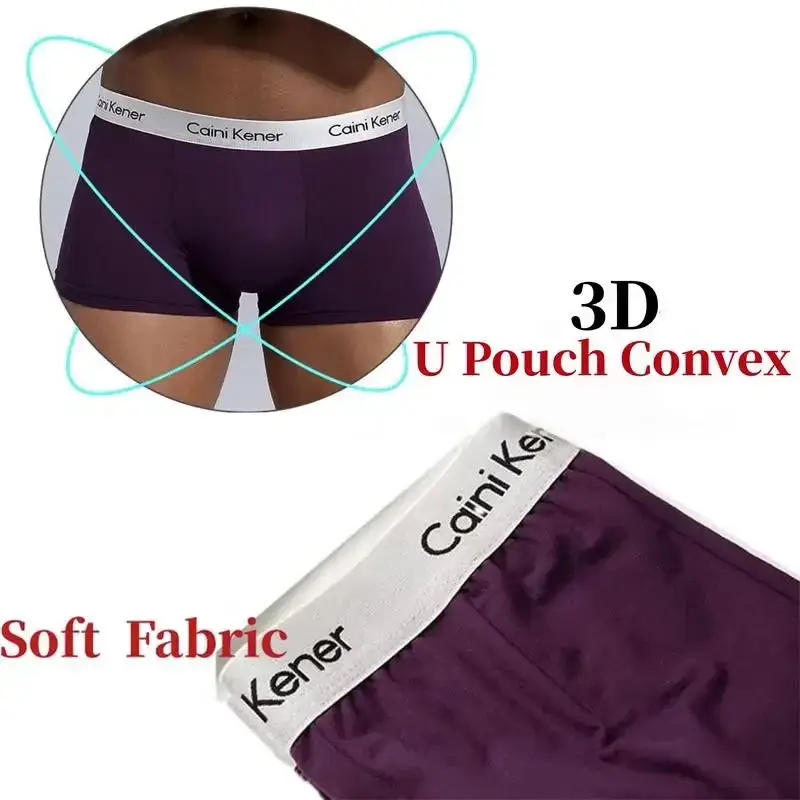 Description Picture 6 of item10Pcs/Lot Men's Brand Underwear Solid Color Antibacterial Soft Milk Silk Shorts Sexy Boxer U-shape Breathable Underwear for Men