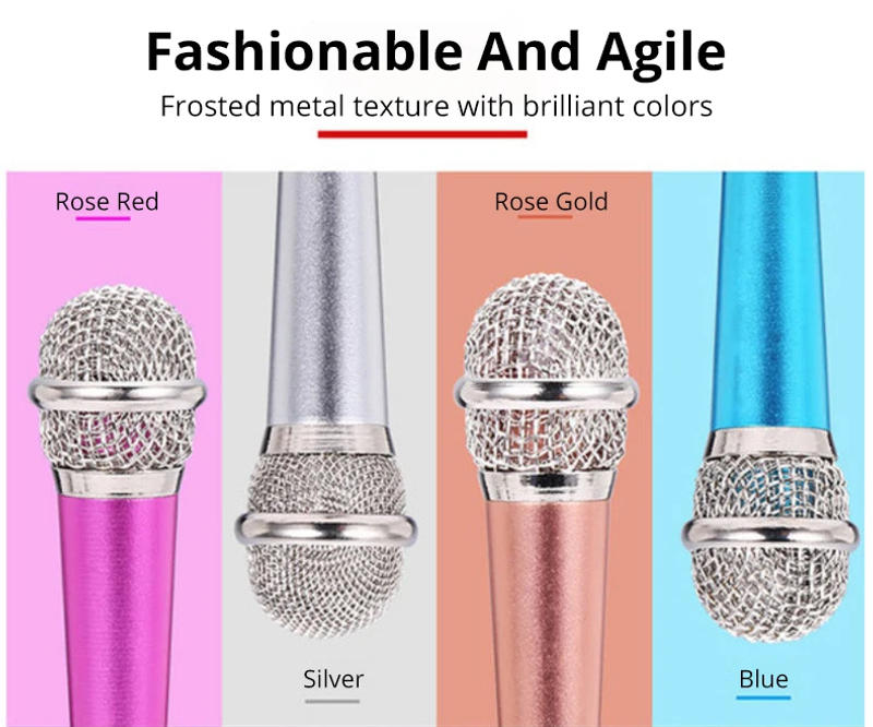 Description Picture 4 of itemPortable 3.5mm Stereo Studio Mic KTV Karaoke Mini Microphone For Smart Phone Laptop PC Desktop Handheld Audio Microphone