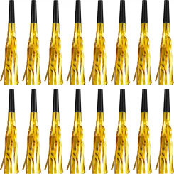 6Pcs Blowout Whistle Noise Maker with Glitter Metallic Fringed Party Favors for Kids Birthday Wedding Christmas Atmosphere Gifts