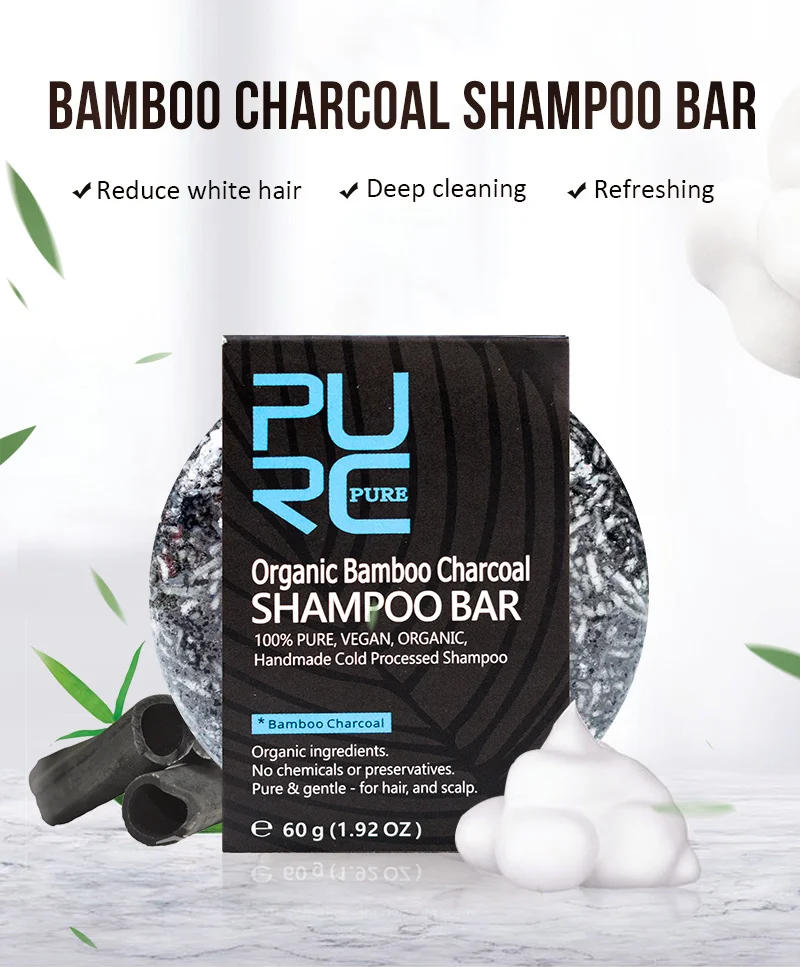 Description Picture 2 of itemPURC Natural Organic Soap Hair Darkening Handmade ShampooBar Repair Gray White Hair Color Dye Face Hair Body Conditioner Shampoo
