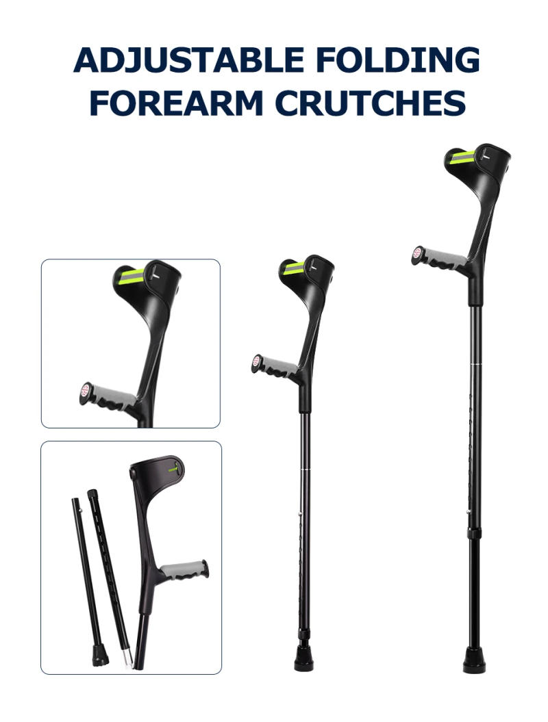 Description Picture 5 of itemLefeke Forearm Crutches Foldable Adjustable Aluminium Walk Easy Elbow Crutch Lightweight Walking Stick
