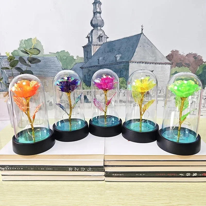 Description Picture 4 of itemArtificial Rose Flowers Valentines Day Gift for Girlfriend Eternal Rose LED Light Foil Flower Wedding Decor Christmas Gifts