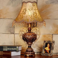 European Style Desk Lamp American Style Retro Bedroom Bedside Cloth Lamp Study Luxurious Living Room Decoration Desk Lamp