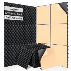 12 24 48 Pcs Egg Trough Soundproof Foam Self-adhesive Acoustic Panels Sound Noise Insulation to Absorb Noise Eliminate Echoes
