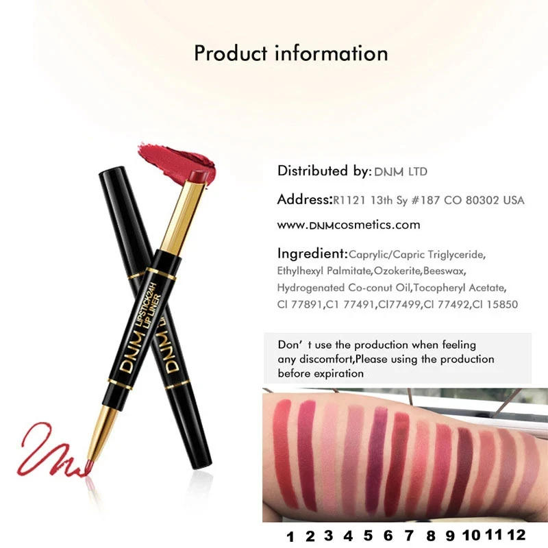 Description Picture 5 of itemDouble Ended Matte Lipstick Women Lip Liner 2 In 1 Makeup Matte Lipstick Durable Waterproof Nude Red Lipstick Lips Cosmetics