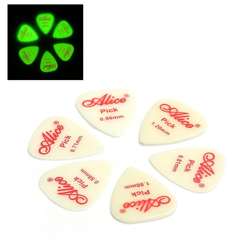 Description Picture 3 of itemAlice Luminous Guitar Picks Fluorescent 0.58/0.71/0.81/0.96/1.2/1.5mm 25mm * 30mm 6 Pcs Acoustic Electric Guitars