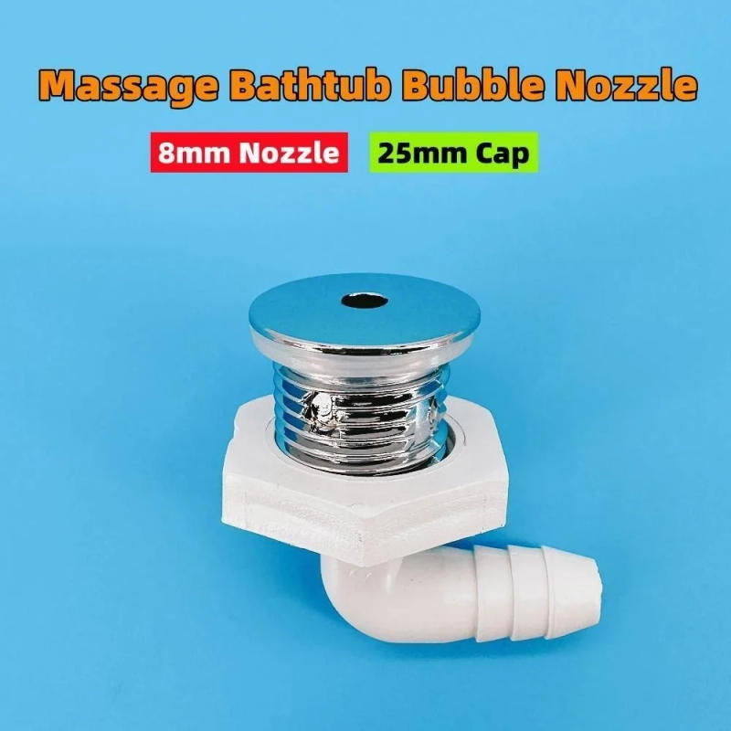 Description Picture 3 of itemΦ8mm Nozzle 25mm Cover Curved Bathtub Bubble Nozzle Chromed Cap PVC Base Hot Tub Air Jet Massage Bathtub Jet Nozzle